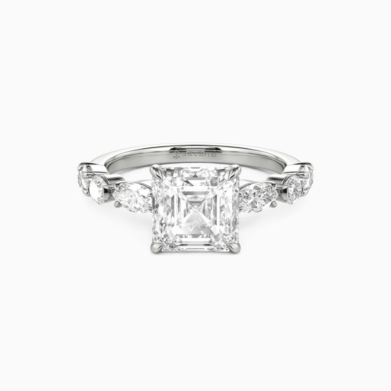 "The Subtle Promise" Asscher Cut Side Stone Engagement Ring