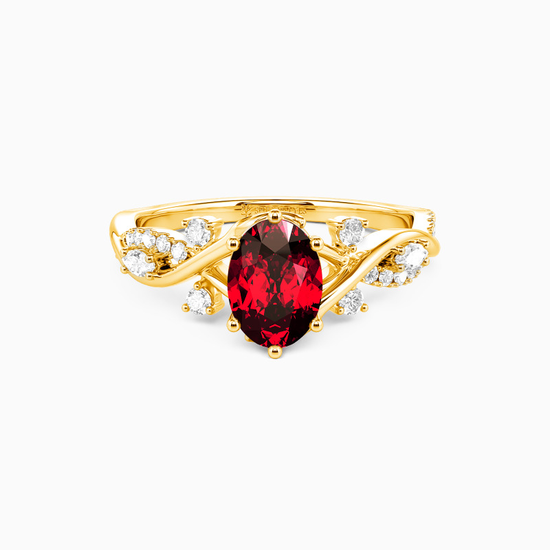 "Eternal Garden" Oval Cut Side Stone Engagement Ring