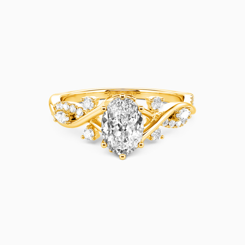 "Eternal Garden" Oval Cut Side Stone Engagement Ring