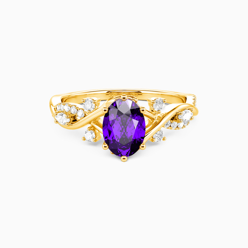 "Eternal Garden" Oval Cut Side Stone Engagement Ring