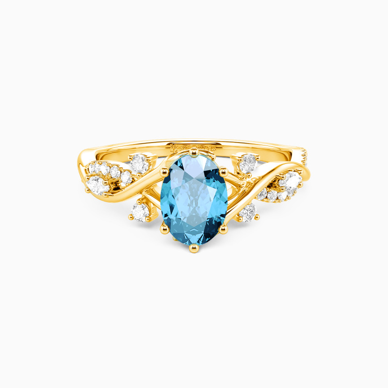 "Eternal Garden" Oval Cut Side Stone Engagement Ring
