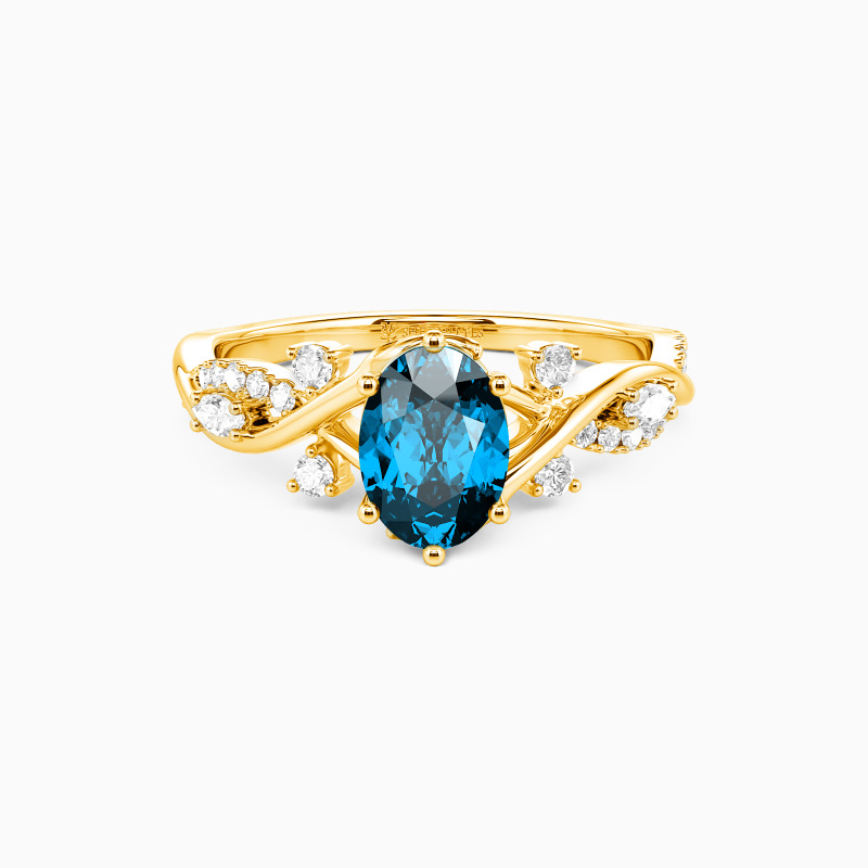 "Eternal Garden" Oval Cut Side Stone Engagement Ring
