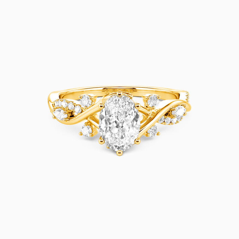"Eternal Garden" Oval Cut Side Stone Engagement Ring
