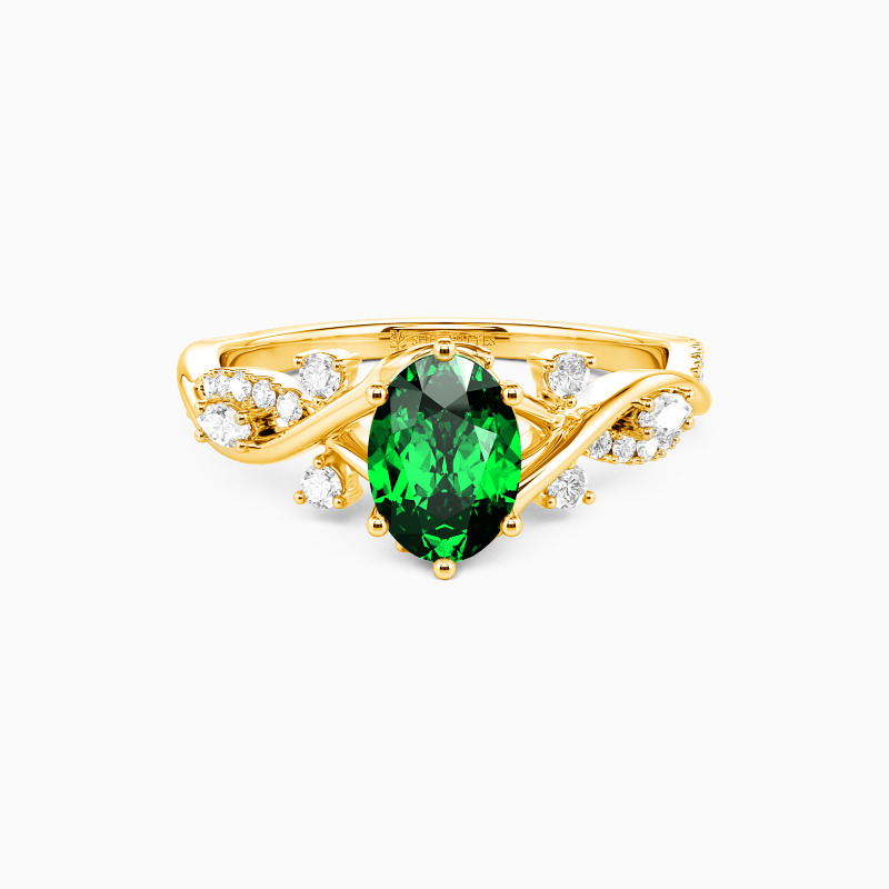 "Eternal Garden" Oval Cut Side Stone Engagement Ring