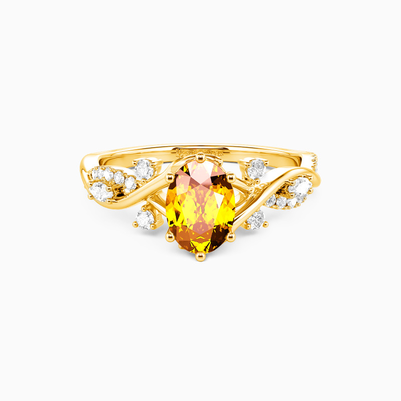"Eternal Garden" Oval Cut Side Stone Engagement Ring