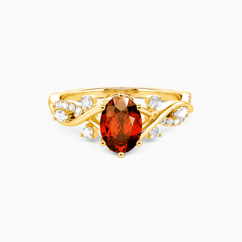 "Eternal Garden" Oval Cut Side Stone Engagement Ring