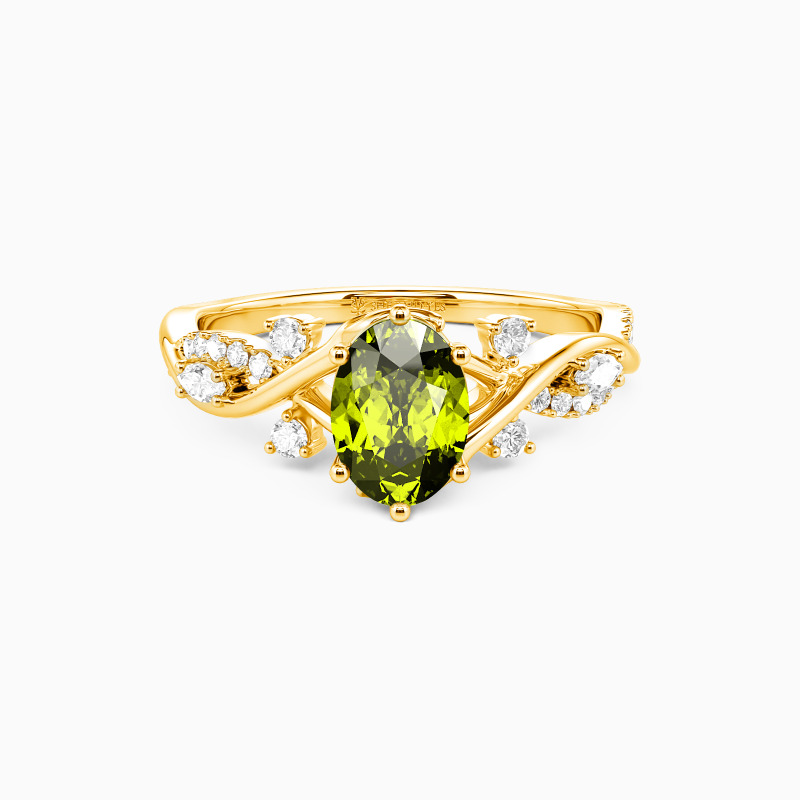 "Eternal Garden" Oval Cut Side Stone Engagement Ring