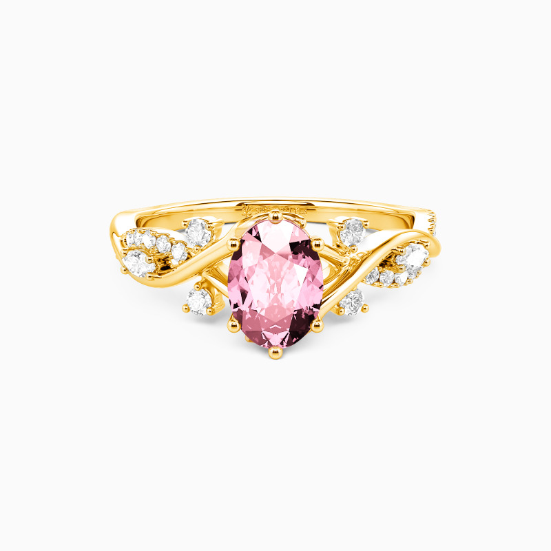 "Eternal Garden" Oval Cut Side Stone Engagement Ring