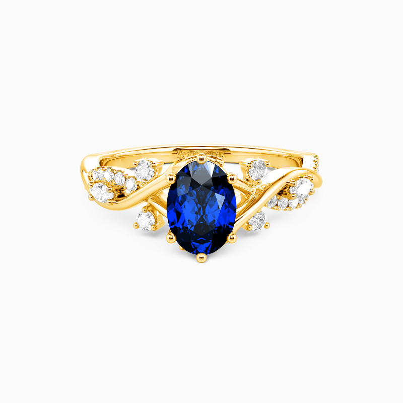 "Eternal Garden" Oval Cut Side Stone Engagement Ring
