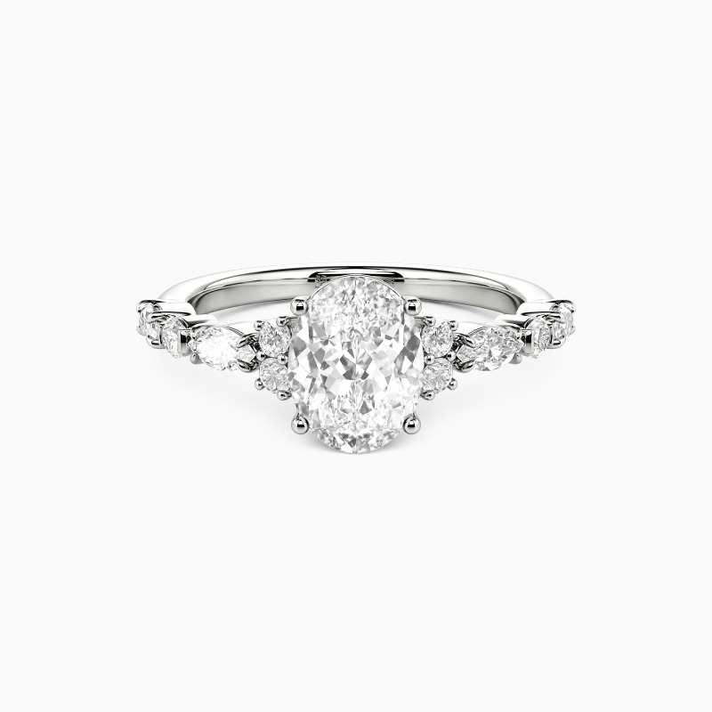 "Aria of Light" Oval Cut Side Stone Engagement Ring