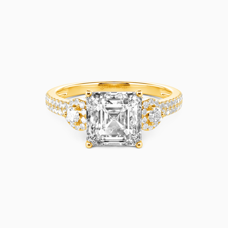 "A Love so True" Asscher Cut Side Stone Engagement Ring