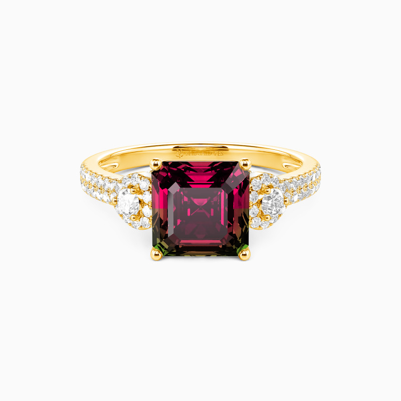 "A Love so True" Asscher Cut Side Stone Engagement Ring