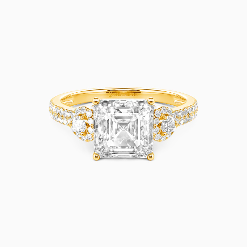 "A Love so True" Asscher Cut Side Stone Engagement Ring
