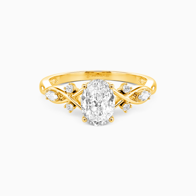 "Our Unwritten Forever" Oval Cut Side Stone Engagement Ring