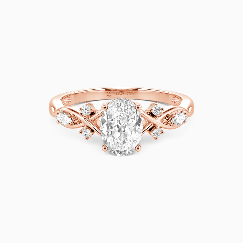 "Our Unwritten Forever" Oval Cut Side Stone Engagement Ring