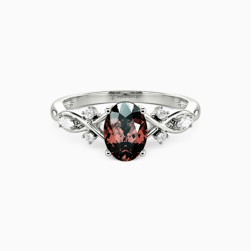 "Our Unwritten Forever" Oval Cut Side Stone Engagement Ring