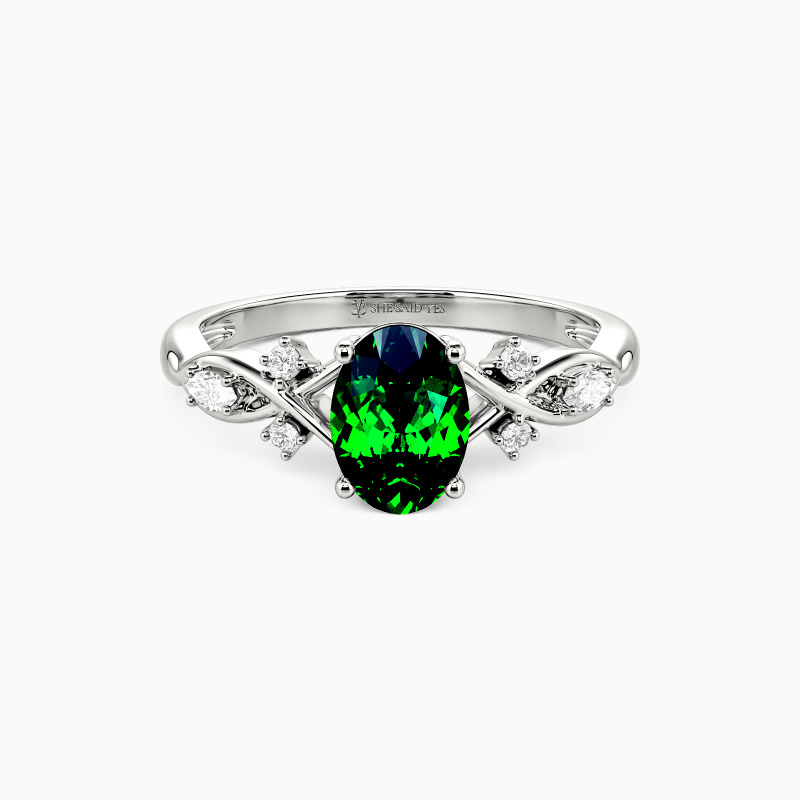"Our Unwritten Forever" Oval Cut Side Stone Engagement Ring