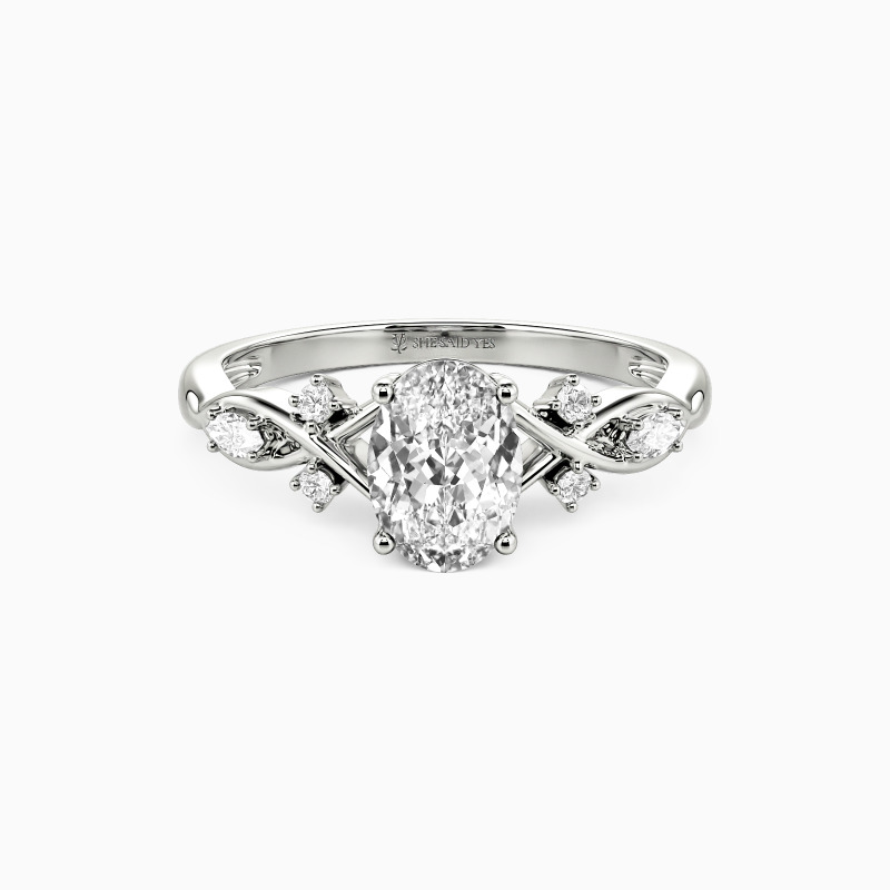 "Our Unwritten Forever" Oval Cut Side Stone Engagement Ring
