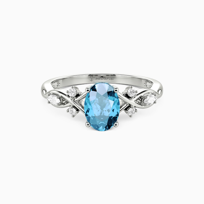 "Our Unwritten Forever" Oval Cut Side Stone Engagement Ring