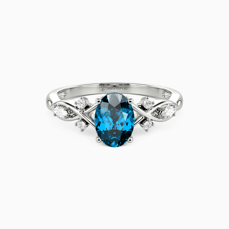 "Our Unwritten Forever" Oval Cut Side Stone Engagement Ring