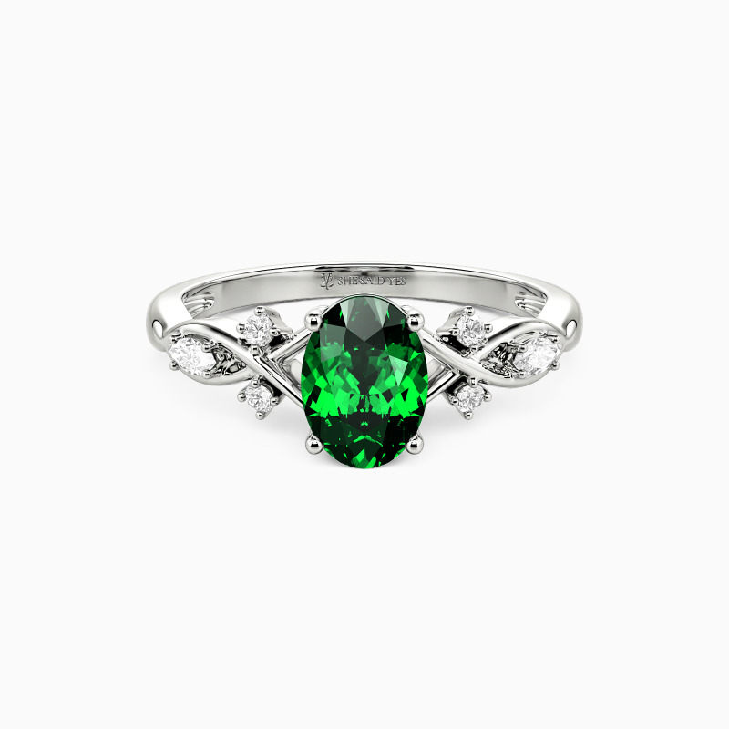 "Our Unwritten Forever" Oval Cut Side Stone Engagement Ring