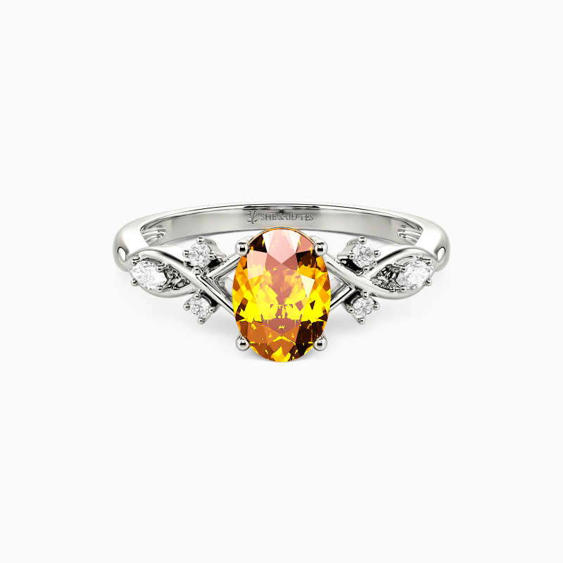 "Our Unwritten Forever" Oval Cut Side Stone Engagement Ring