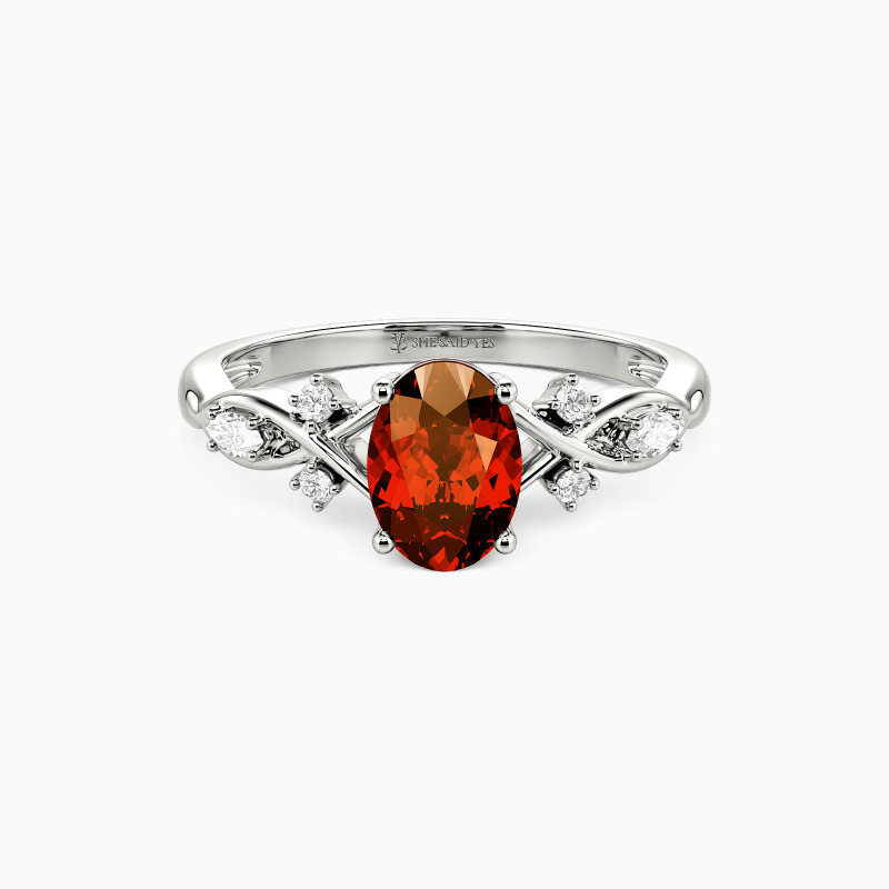 "Our Unwritten Forever" Oval Cut Side Stone Engagement Ring