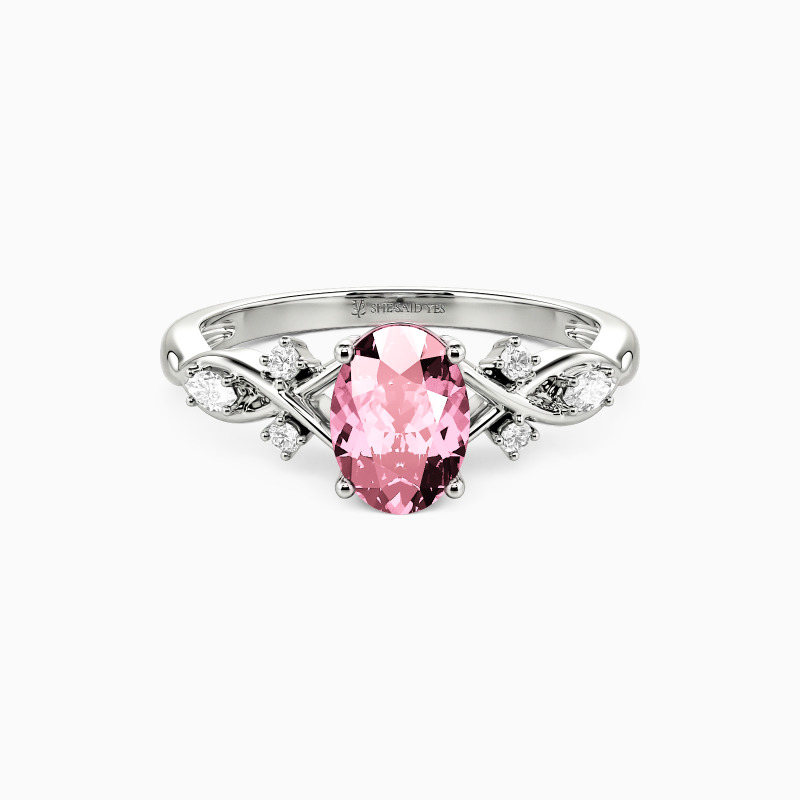"Our Unwritten Forever" Oval Cut Side Stone Engagement Ring