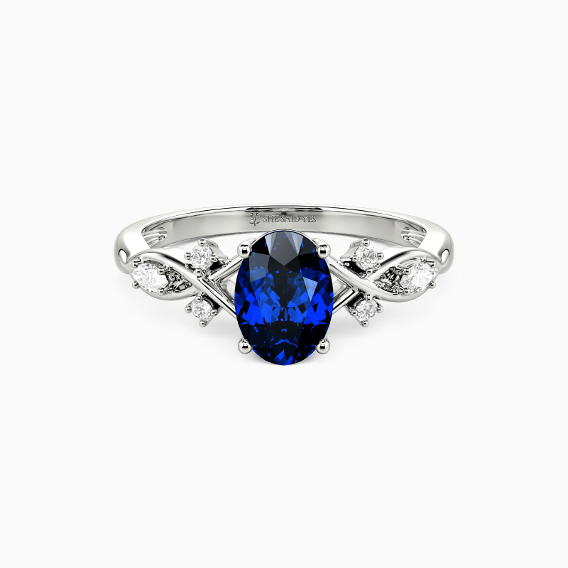 "Our Unwritten Forever" Oval Cut Side Stone Engagement Ring