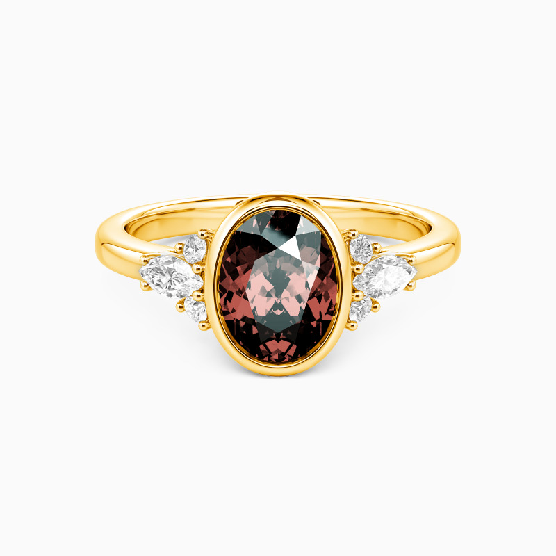 "The First Chapter" Oval Cut Cluster Side Stone Engagement Ring