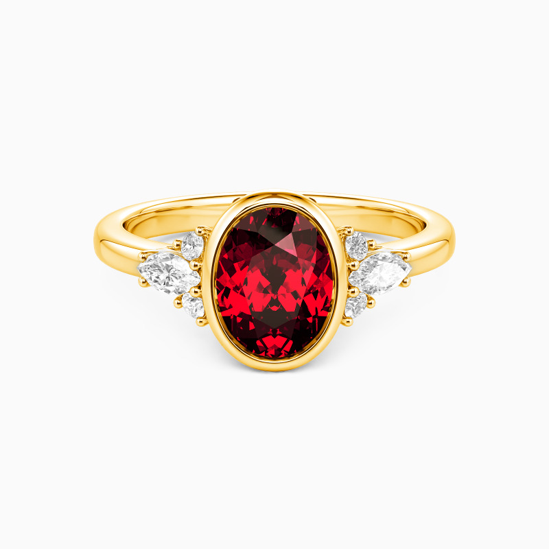 "The First Chapter" Oval Cut Cluster Side Stone Engagement Ring