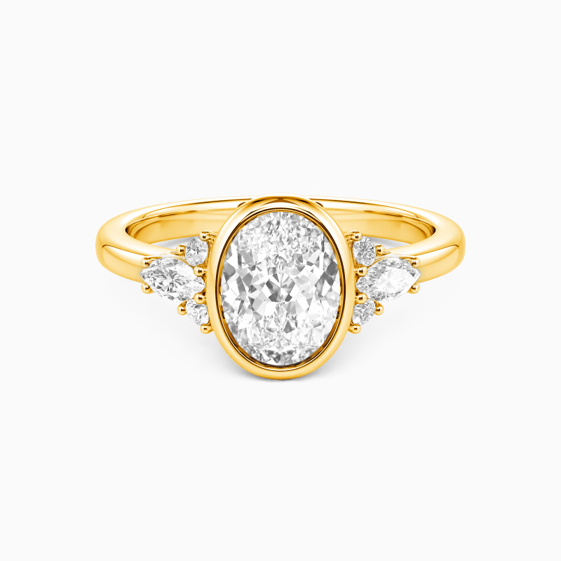 "The First Chapter" Oval Cut Cluster Side Stone Engagement Ring