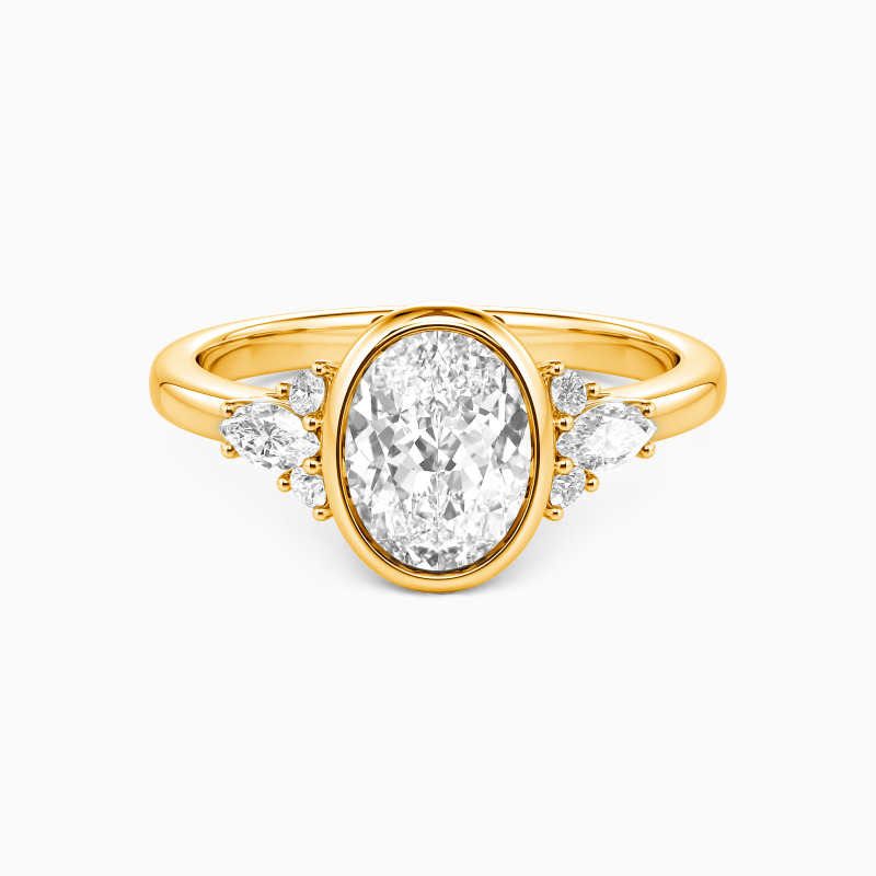 "The First Chapter" Oval Cut Cluster Side Stone Engagement Ring