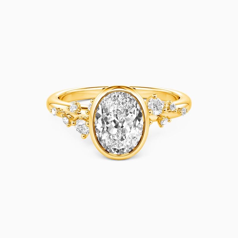 "Where Love Blooms" Oval Cut Cluster Side Stone Engagement Ring
