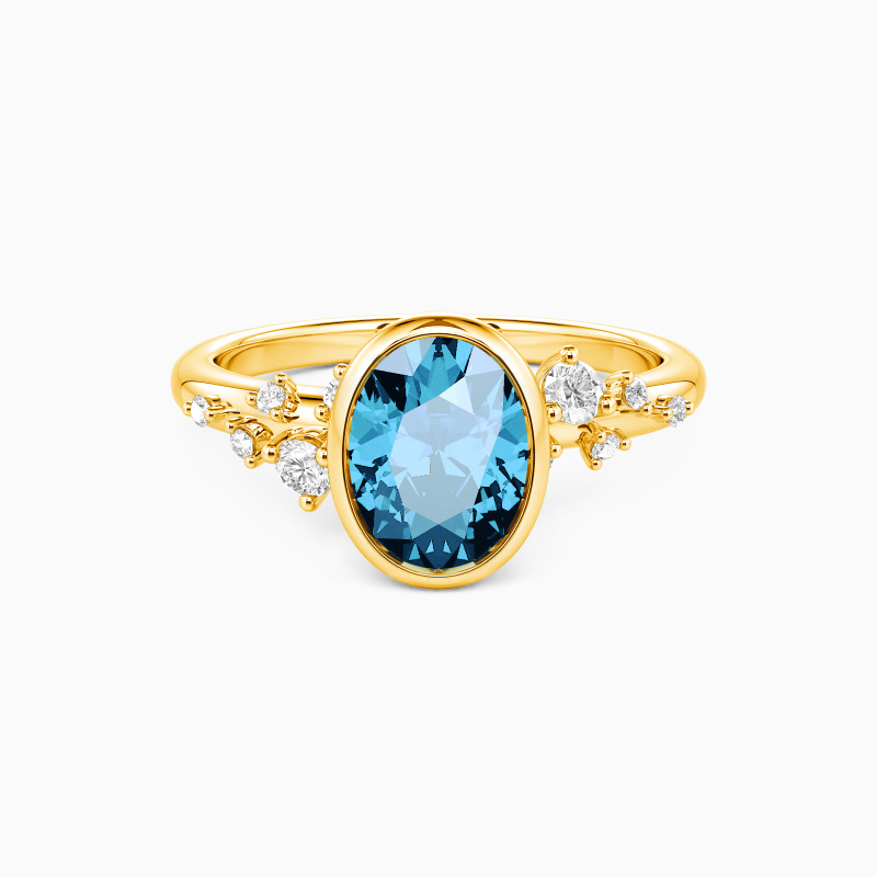 "Where Love Blooms" Oval Cut Cluster Side Stone Engagement Ring