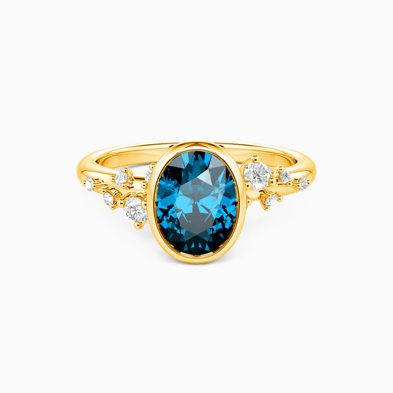 "Where Love Blooms" Oval Cut Cluster Side Stone Engagement Ring