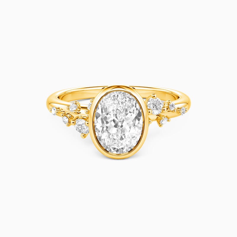 "Where Love Blooms" Oval Cut Cluster Side Stone Engagement Ring