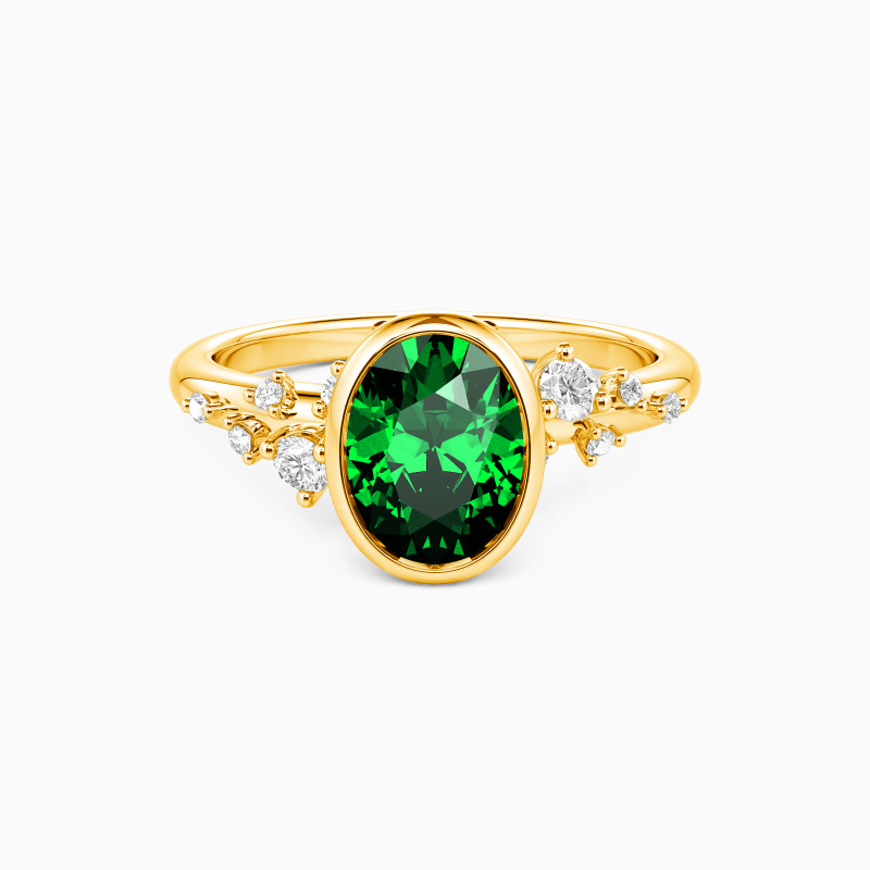 "Where Love Blooms" Oval Cut Cluster Side Stone Engagement Ring