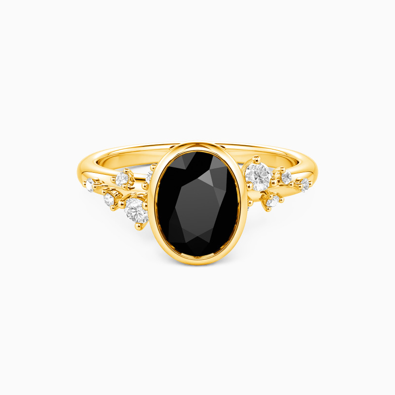 "Where Love Blooms" Oval Cut Cluster Side Stone Engagement Ring