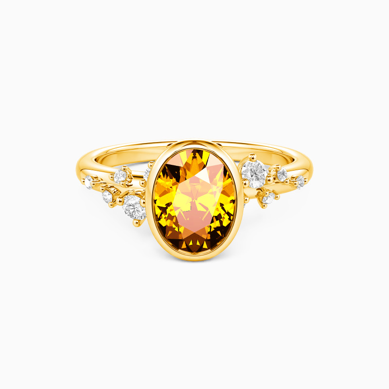 "Where Love Blooms" Oval Cut Cluster Side Stone Engagement Ring