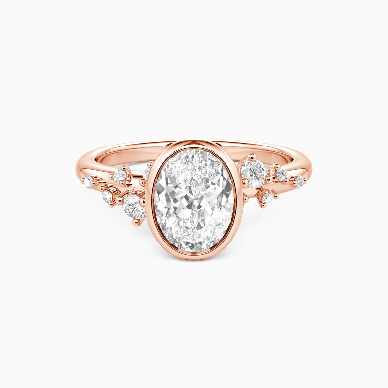 "Where Love Blooms" Oval Cut Cluster Side Stone Engagement Ring