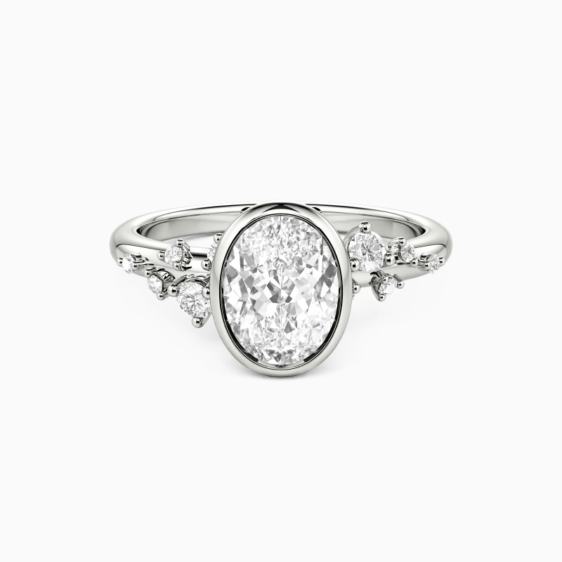 "Where Love Blooms" Oval Cut Cluster Side Stone Engagement Ring