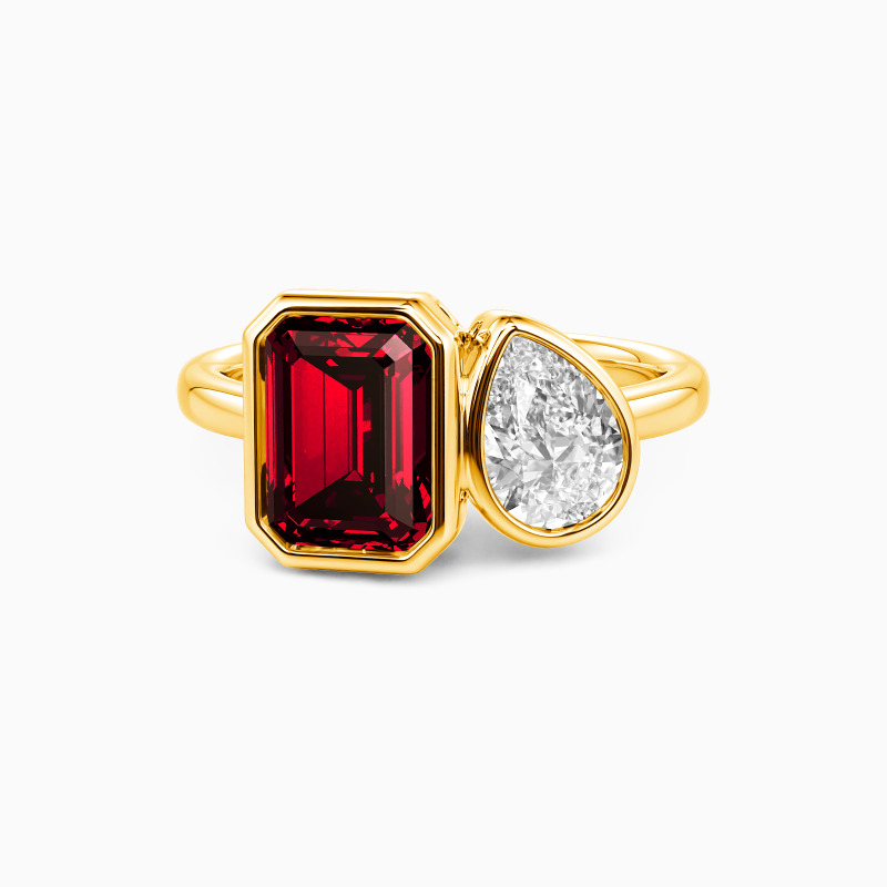 "The Story of Us" Emerald Cut Toi Et Moi Engagement Ring