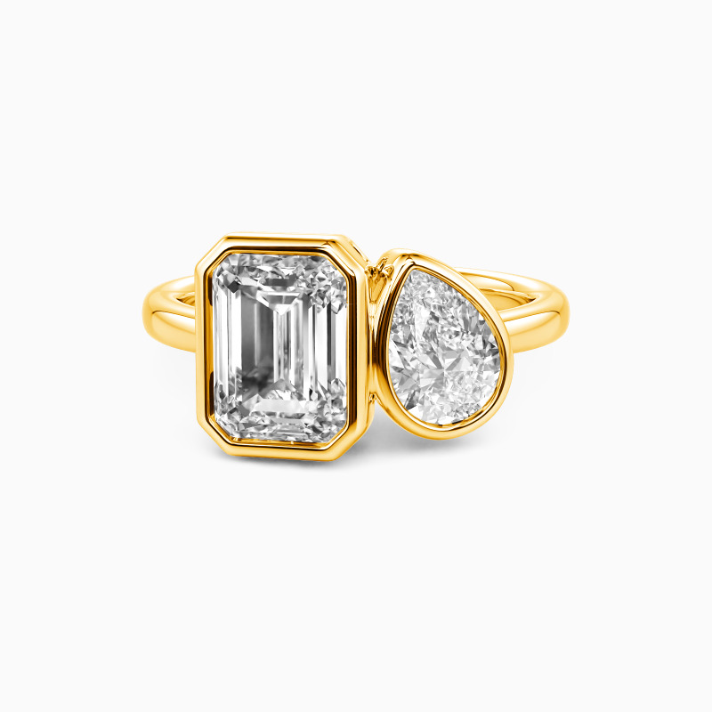 "The Story of Us" Emerald Cut Toi Et Moi Engagement Ring