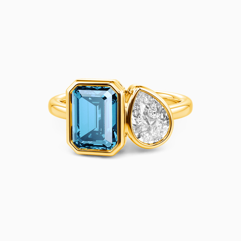 "The Story of Us" Emerald Cut Toi Et Moi Engagement Ring