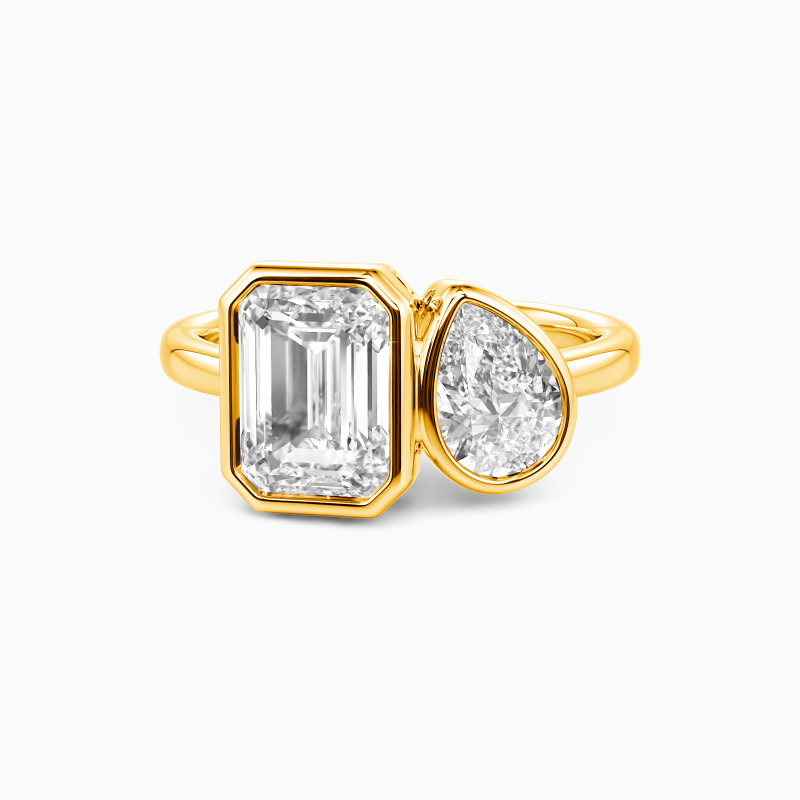 "The Story of Us" Emerald Cut Toi Et Moi Engagement Ring