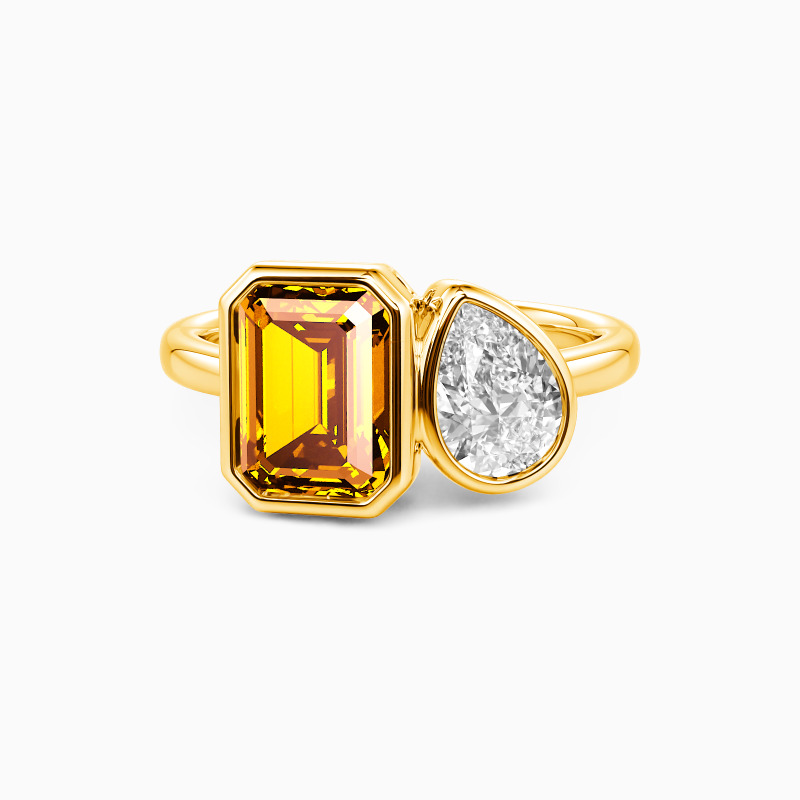 "The Story of Us" Emerald Cut Toi Et Moi Engagement Ring