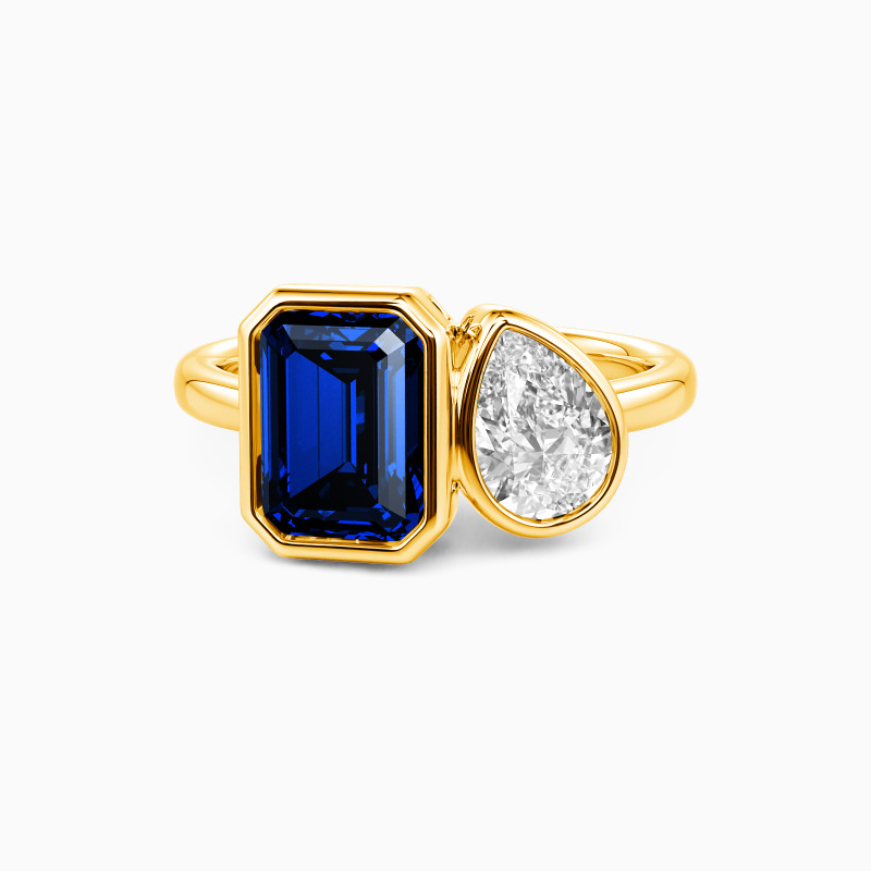 "The Story of Us" Emerald Cut Toi Et Moi Engagement Ring