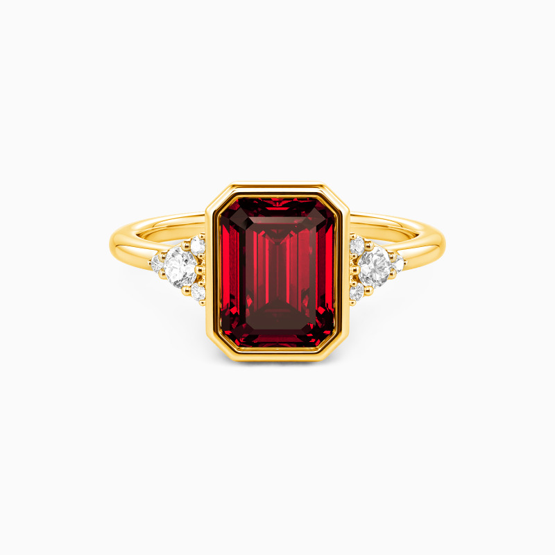 "A Focused Forever" Emerald Cut Cluster Side Stone Engagement Ring