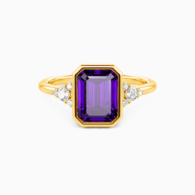 "A Focused Forever" Emerald Cut Cluster Side Stone Engagement Ring